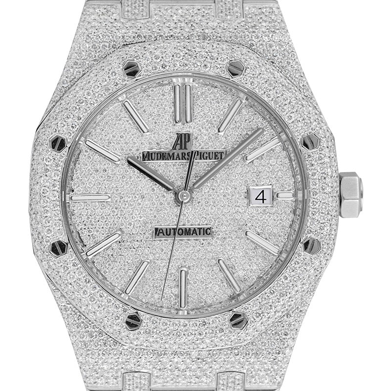 Custom Diamond Set Audemars Piguet Royal Oak 41 Stainless Steel 15400 Watch