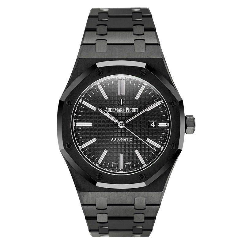 Full view of Custom Black PVD Audemars Piguet Royal Oak Black Dial 15400ST