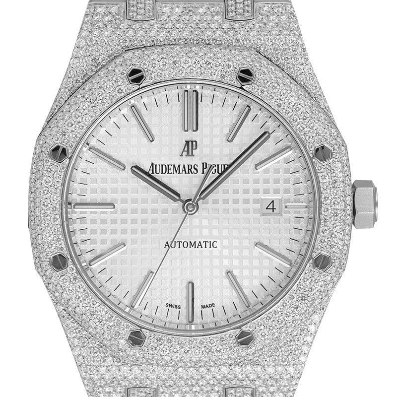 Custom Diamond Set Audemars Piguet Royal Oak 41 White Dial 15400ST