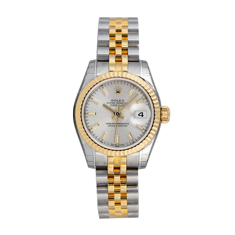 Rolex Lady DateJust 26mm Steel and Yellow Gold Silver Dial 179173