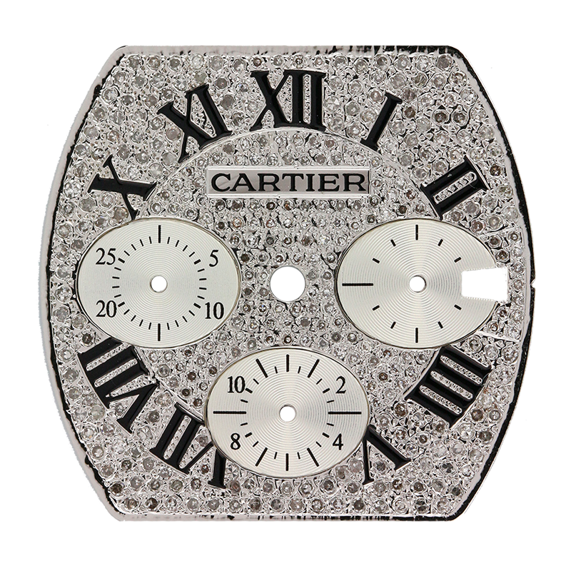 Cartier Roadster Chronograph XL Diamond Pavé Custom Dial