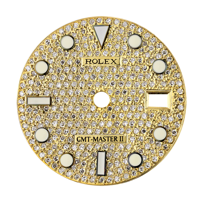 Rolex GMT-Master II 40mm Gold Diamond Pavé Custom Dial