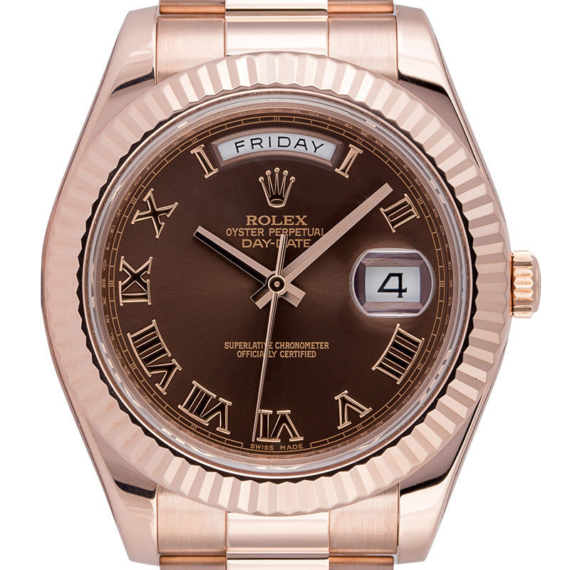 Rolex Day-Date 41mm 18ct Everose Gold Chocolate/Roman Dial 218235