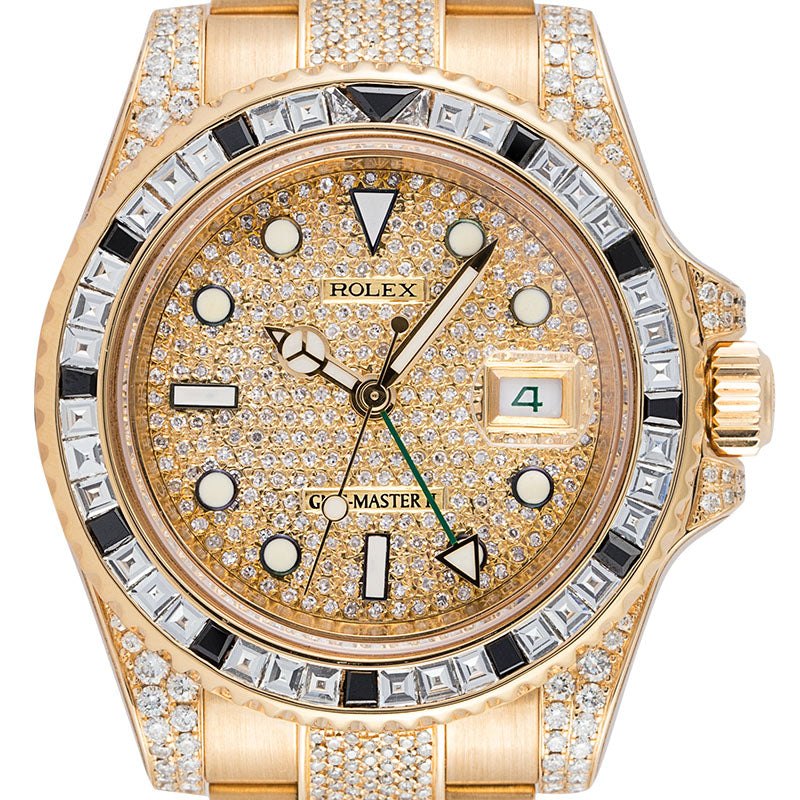 Rolex GMT-Master II 18ct Yellow Gold Diamond Set with Custom Dial and Custom Bezel 116718LN