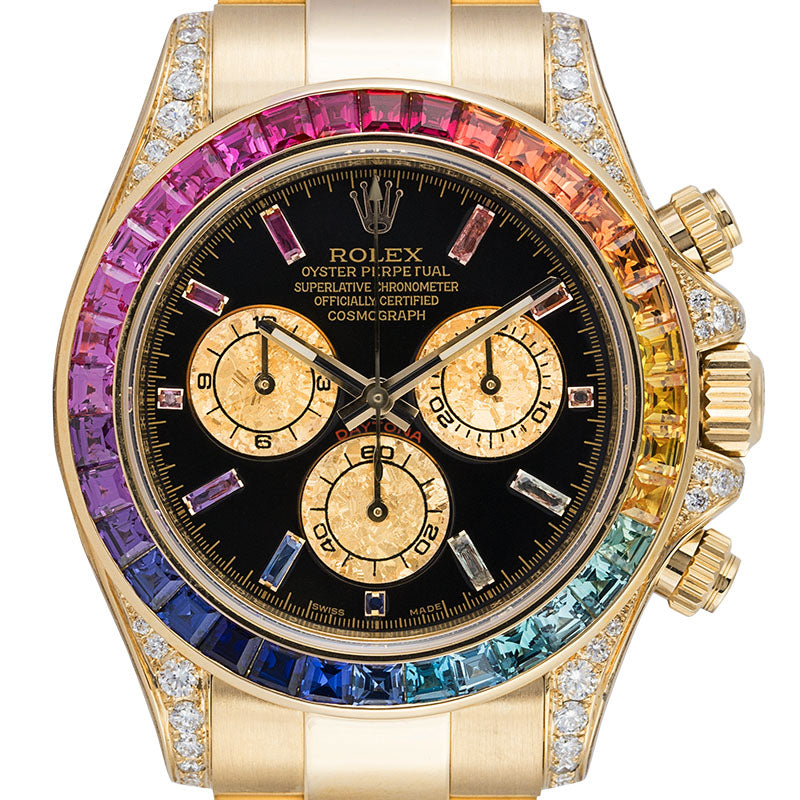 Rolex Daytona 18ct Yellow Gold Diamond Set Custom Rainbow 116508