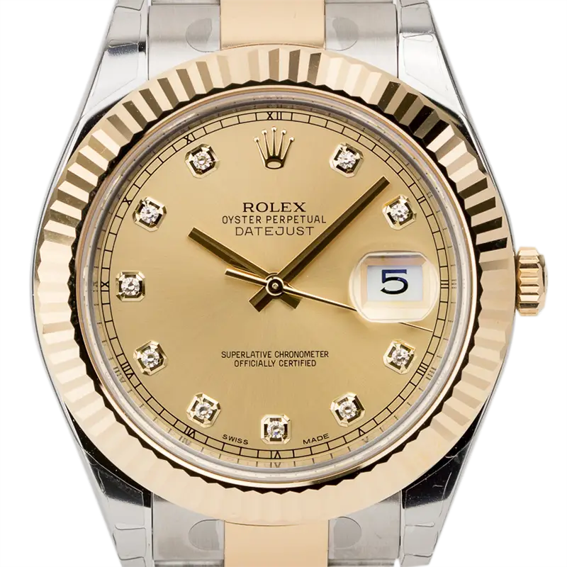 Rolex Datejust II Steel and Yellow Gold Champagne Diamonds Oyster 116333