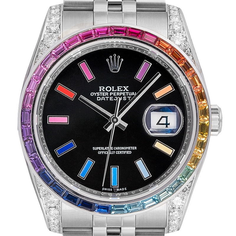 Rolex Datejust 36 Custom Diamond Set with Rainbow Bezel and Dial