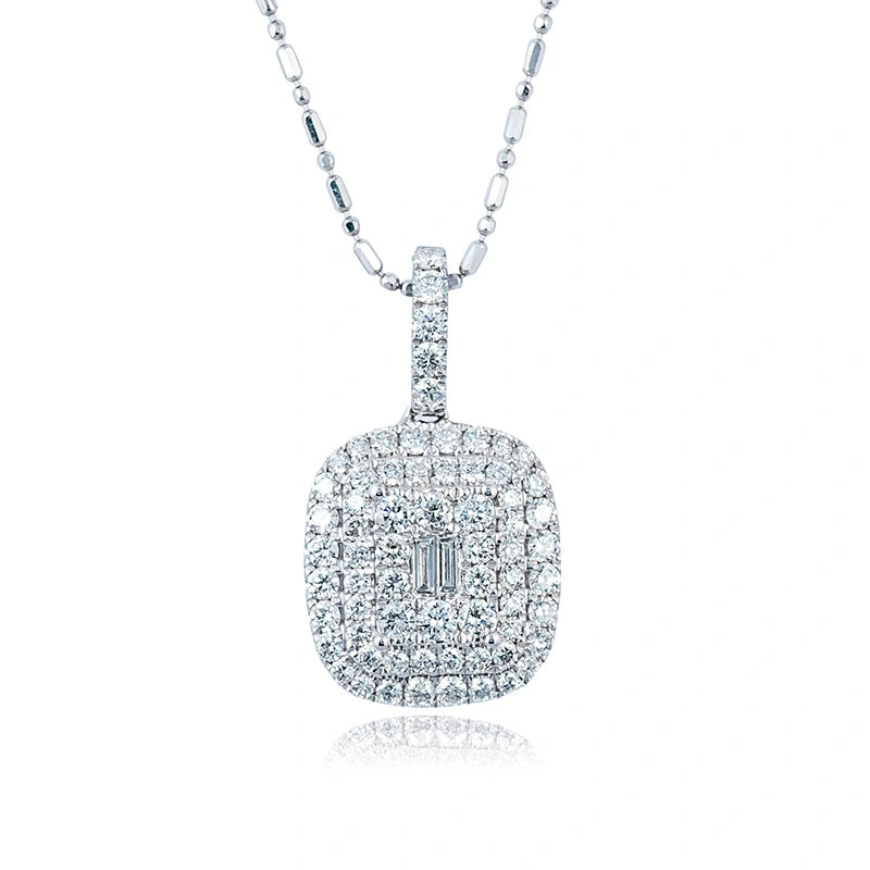 Close up - Custom Diamond Set 18ct White Gold Necklace