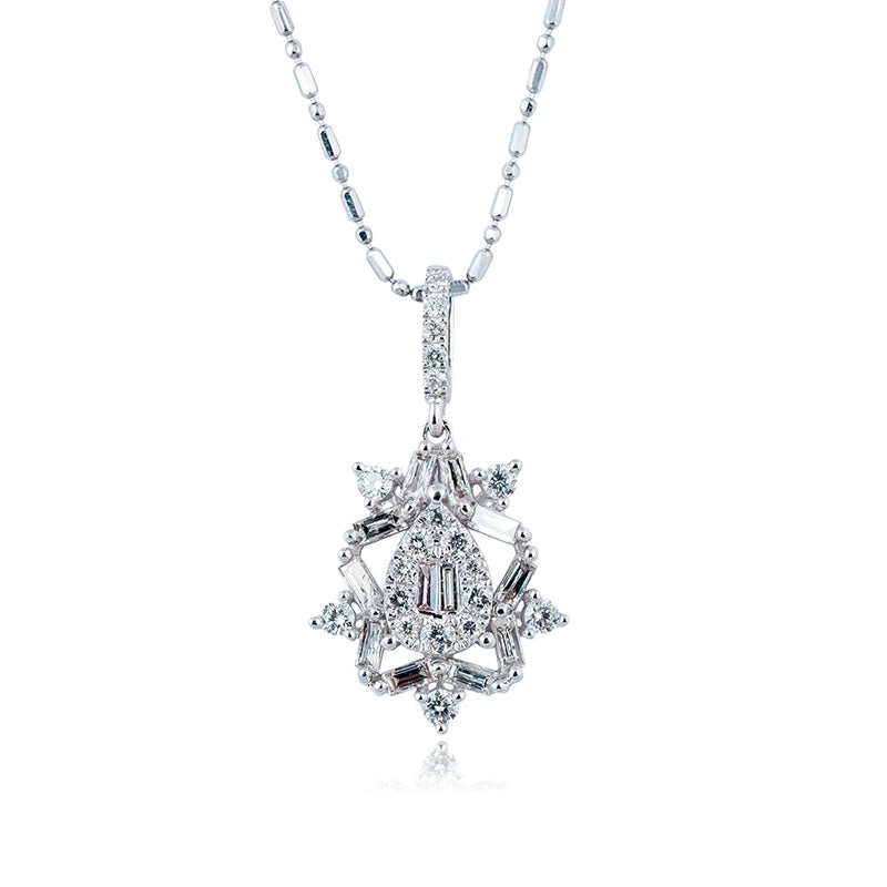 Close up -Custom Diamond Set 18ct White Gold Necklace