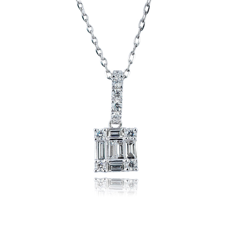 Custom Diamond Set 18ct White Gold Necklace