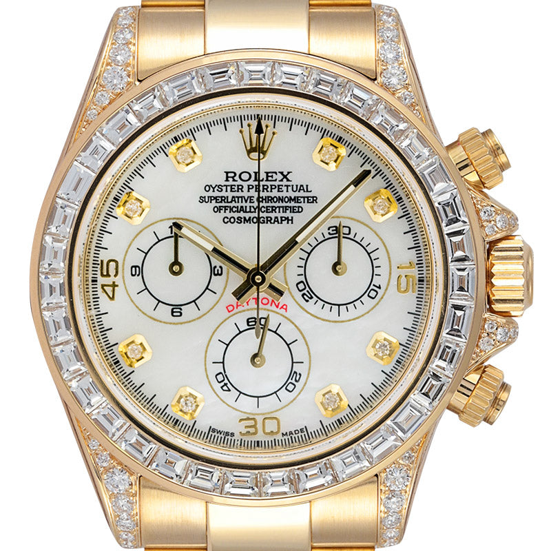 Rolex Daytona 18ct Yellow Gold Diamond Set with Custom White MOP Dial 116508