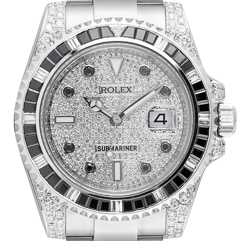 Rolex Submariner Date Stainless Steel Diamond Set with Custom PavE Dial 116610LN