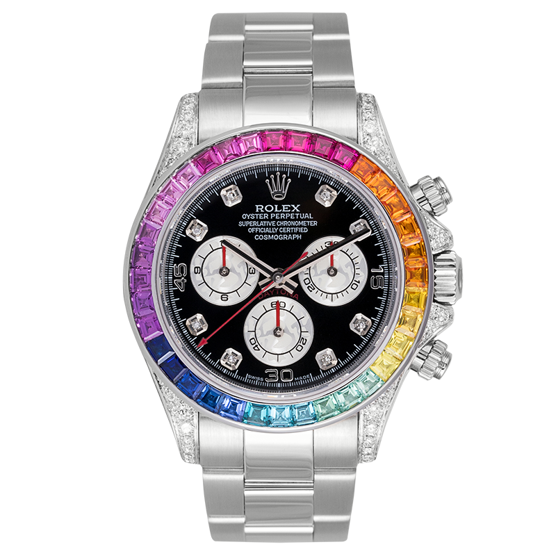 Rolex Cosmograph Daytona in Steel with Rainbow Diamond Bezel 116520