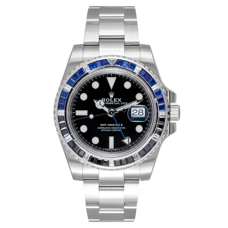 Rolex GMT-Master II Stainless Steel with Custom Black/Blue Bezel 116710BLNR