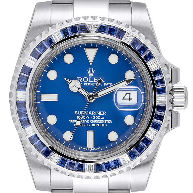 Rolex Submariner Date 18ct White Gold with Custom Blue Bezel 116619LB