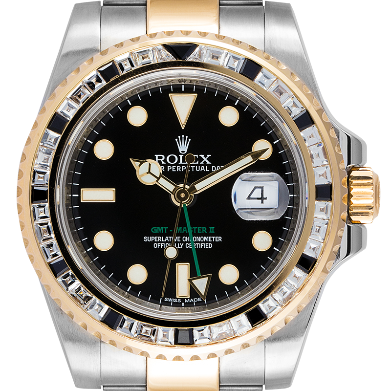 Rolex GMT-Master II Steel and Yellow Gold with custom White/Black bezel 116713LN