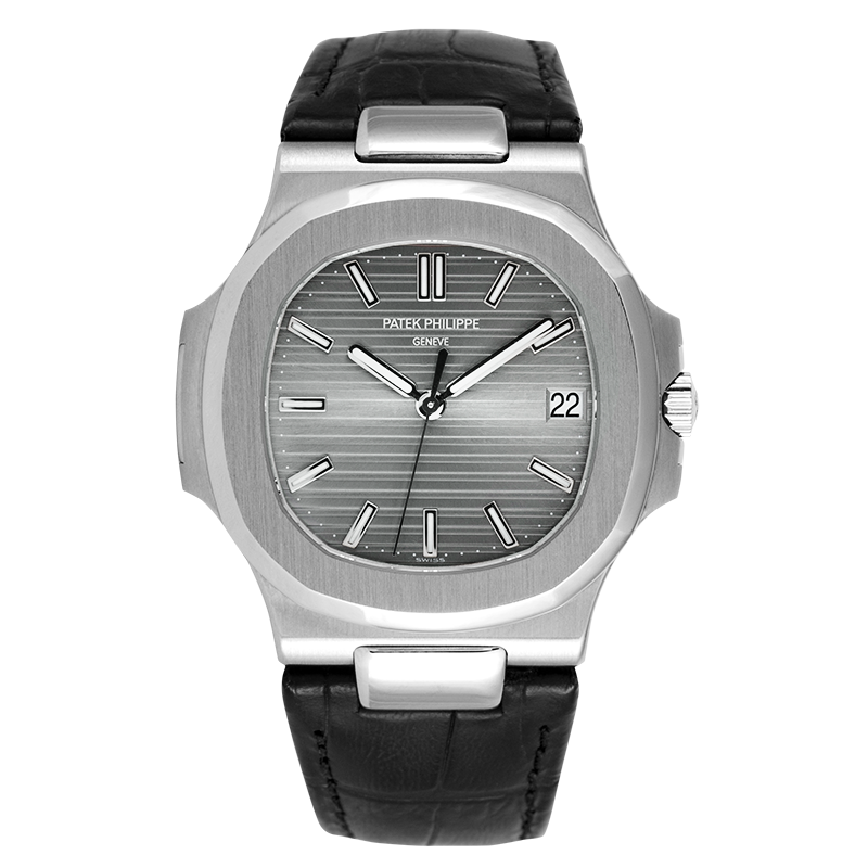 Patek Philippe Nautilus 5711G-001 White Gold Black Leather Strap