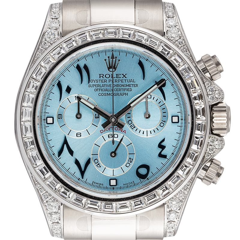 Rolex Cosmograph Daytona 18ct White Gold Diamond Set with Custom Arabic-Indic Dial 116509