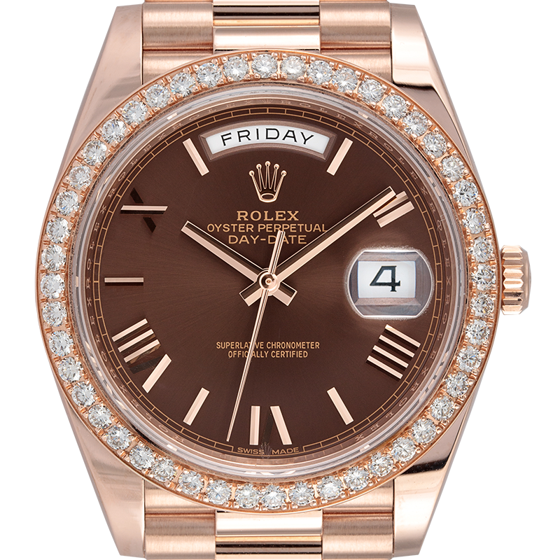 Rolex Day-Date 40 18ct Everose Gold with Custom Bezel 228235