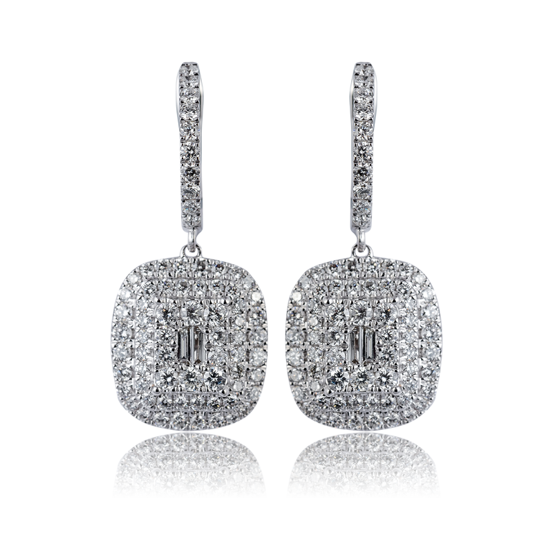 Custom 18ct White Gold Earrings set with diamonds