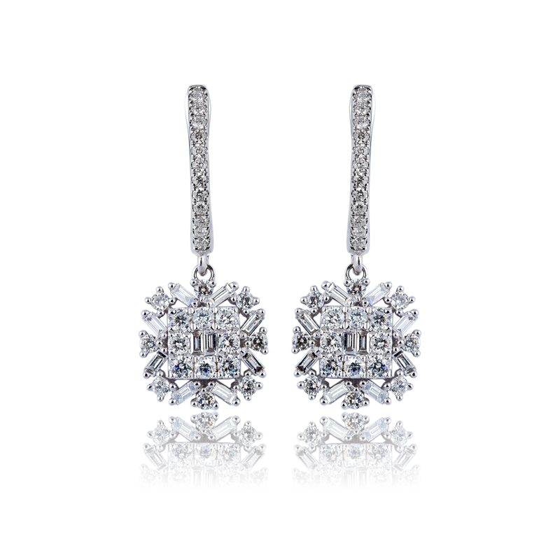 Custom 18ct White Gold Earrings set with diamonds