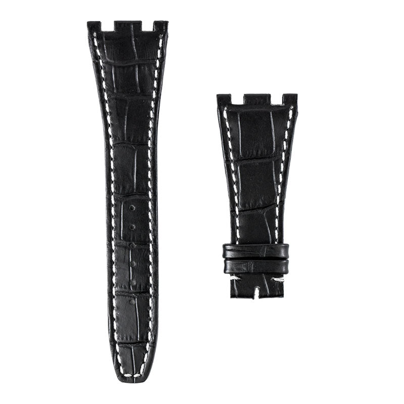 Audemars Piguet Black Alligator Custom Strap with White Stitches