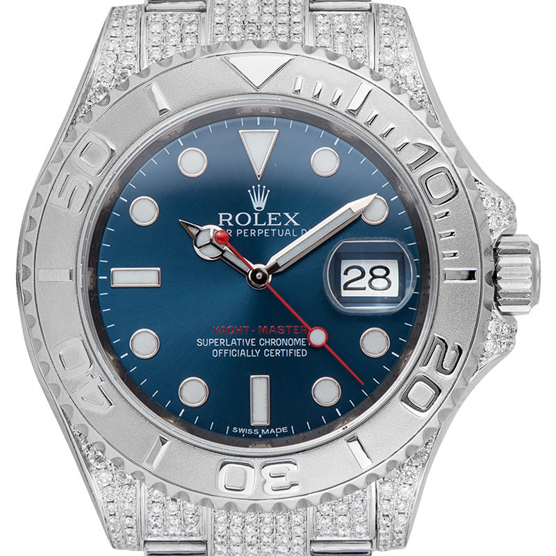 Rolex Yacht-Master 40 Steel Blue Dial Custom Micro Diamond Set 116622