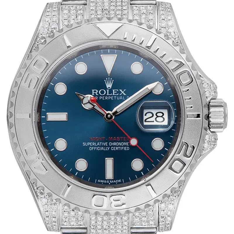 Rolex Yacht-Master 40 Steel Blue Dial Custom Micro Diamond Set 116622