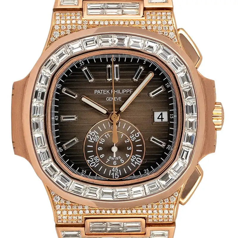 Custom Diamond Set Rose Gold Patek Philippe Nautilus 5980