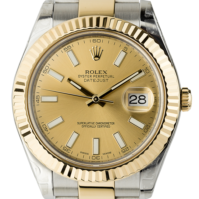 Rolex DateJust II 41mm Steel/Gold Champagne/Index Oyster 116333