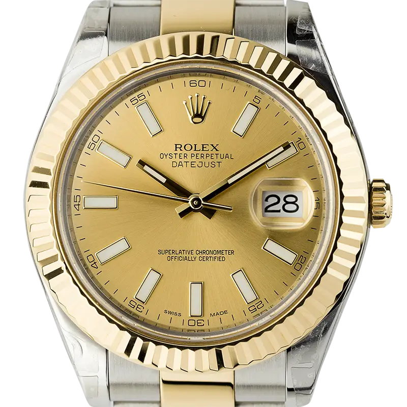 Rolex DateJust II 41mm Steel Gold Champagne Index Oyster 116333