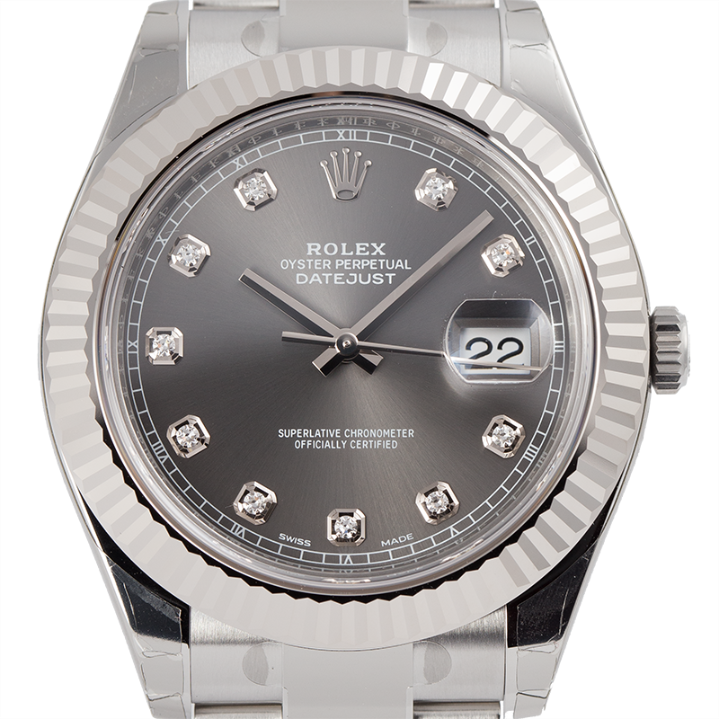 Rolex DateJust II Steel and White Gold Dark Rhodium/Diamonds Oyster 116334