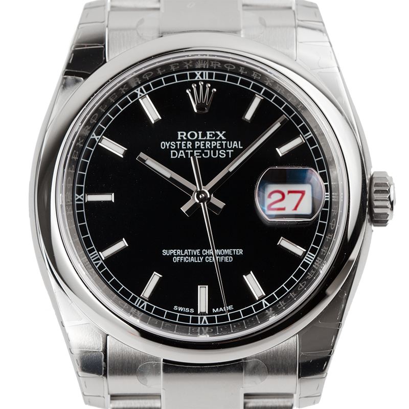 Rolex DateJust 36 Steel Black/Index Oyster 116200