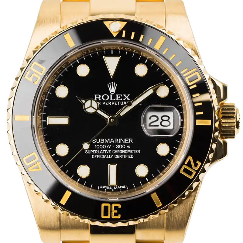 Rolex Submariner 18ct Yellow Gold Black Dial And Bezel 116618LN