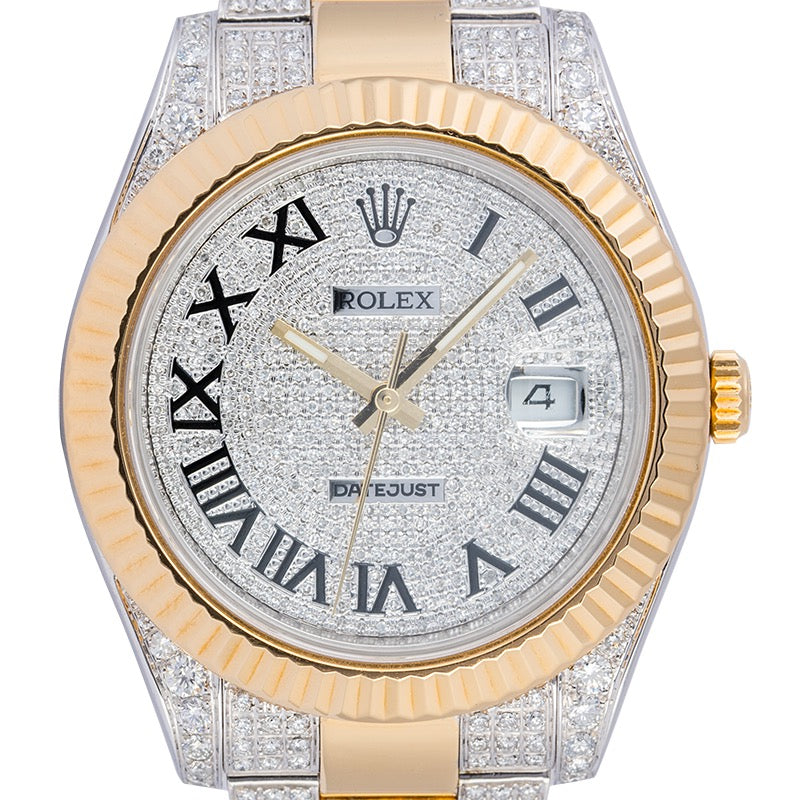 Custom Diamond Set Rolex Datejust II in steel and 18ct yellow gold 116333