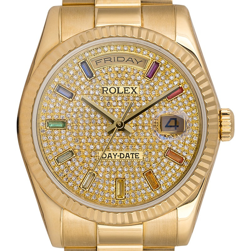 Rolex Day-Date 36 18ct Yellow Gold with Custom Diamond Set Dial 118238