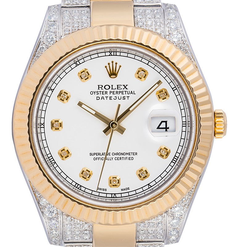 Rolex Datejust II in steel and 18ct yellow gold custom diamond set 116333