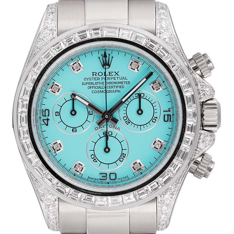 Rolex Daytona 18ct White Gold Diamond Set with Custom Tiffany Blue Dial 116509