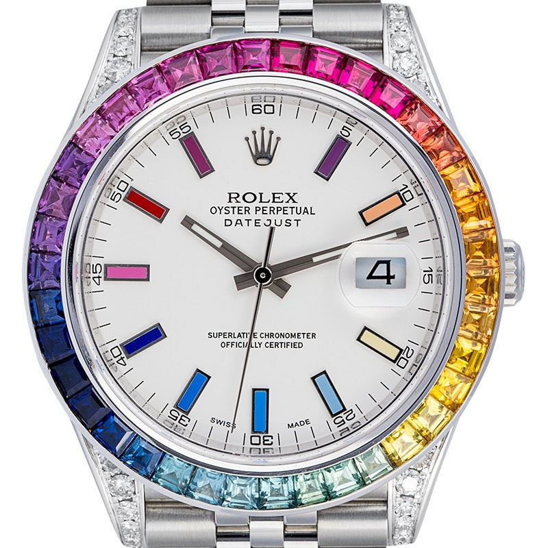 Rolex Datejust 41 Custom Diamond Set Rainbow Bezel and Dial Jubilee 126300