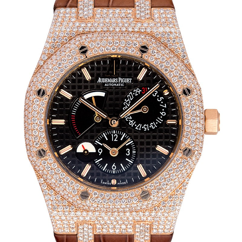 Custom Diamond Set Audemars Piguet Royal Oak Dual Time Rose Gold