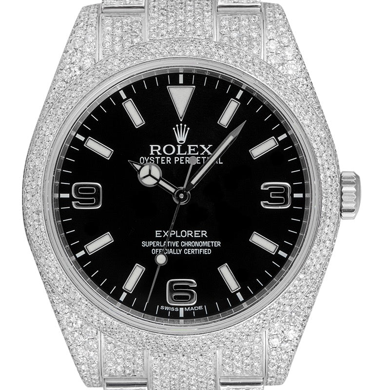 Rolex Explorer Steel custom Diamond Set 214270