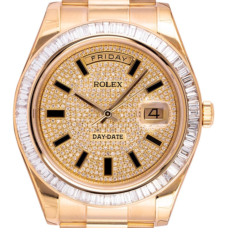 Rolex Day-Date 41 18ct Yellow Gold with Custom Diamond Set Bezel and Dial 218238