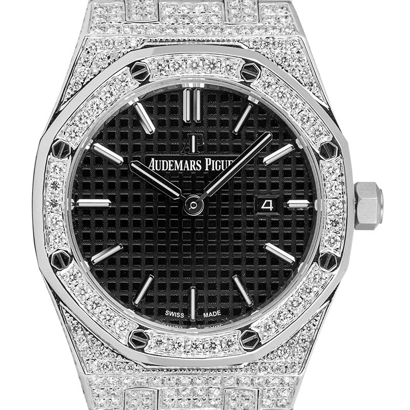 Audemars Piguet Royal Oak 33 Quartz Custom Diamond Set with Black Dial