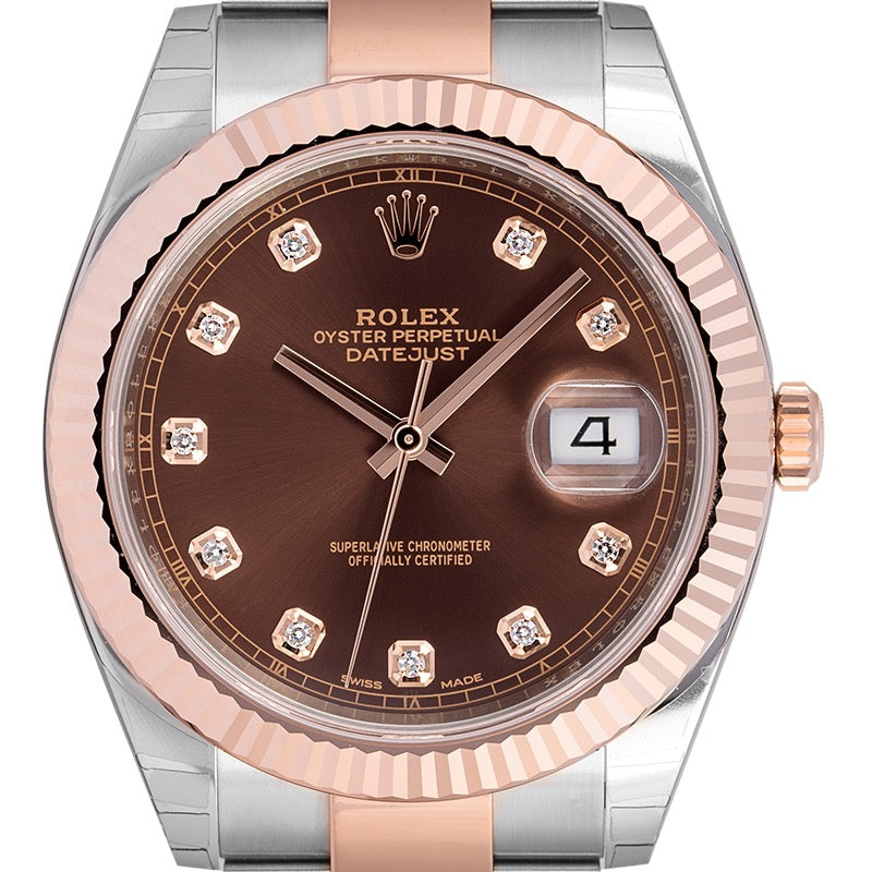 Rolex Datejust 41 Steel and 18ct Everose Gold Chocolate/Diamond Dial Oyster 126331