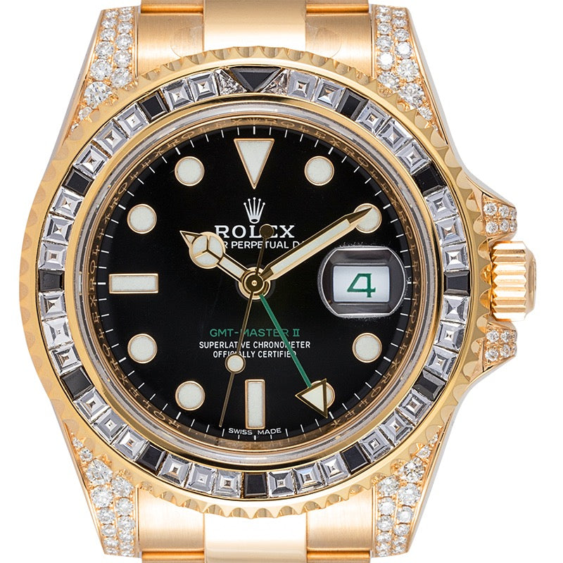 Rolex GMT-Master II 18ct Yellow Gold with Custom Diamond Bezel 116718LN