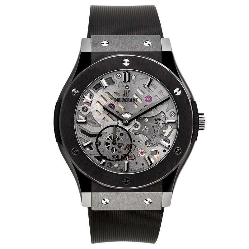 Hublot Classic Fusion All-Black Openwork Dial Rubber Strap 515.CM.0140.LR