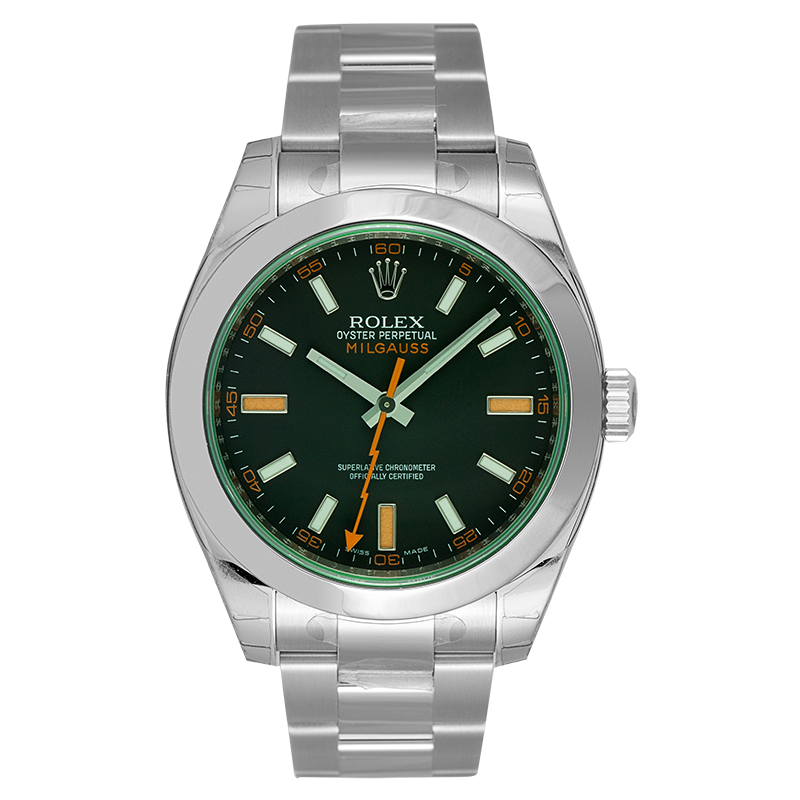 Rolex Milgauss Stainless Steel Black Dial Green Glass 116400GV