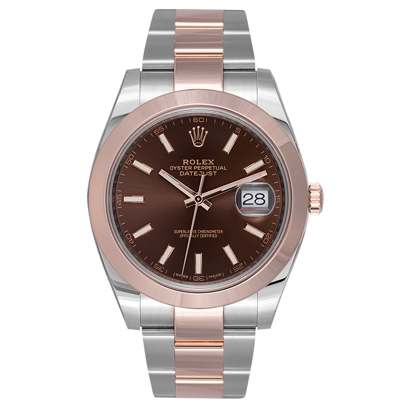 Rolex DateJust 41 Steel & Everose Gold Index Chocolate Dial Oyster 126301