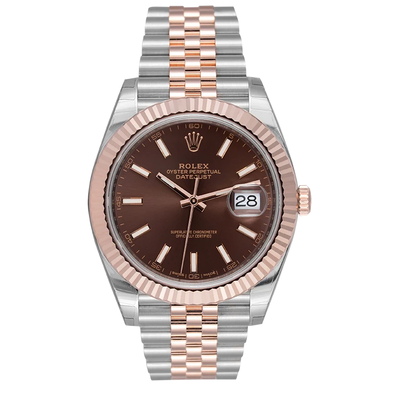 Full view of Rolex Datejust II Steel & Everose Chocolate Index 126331