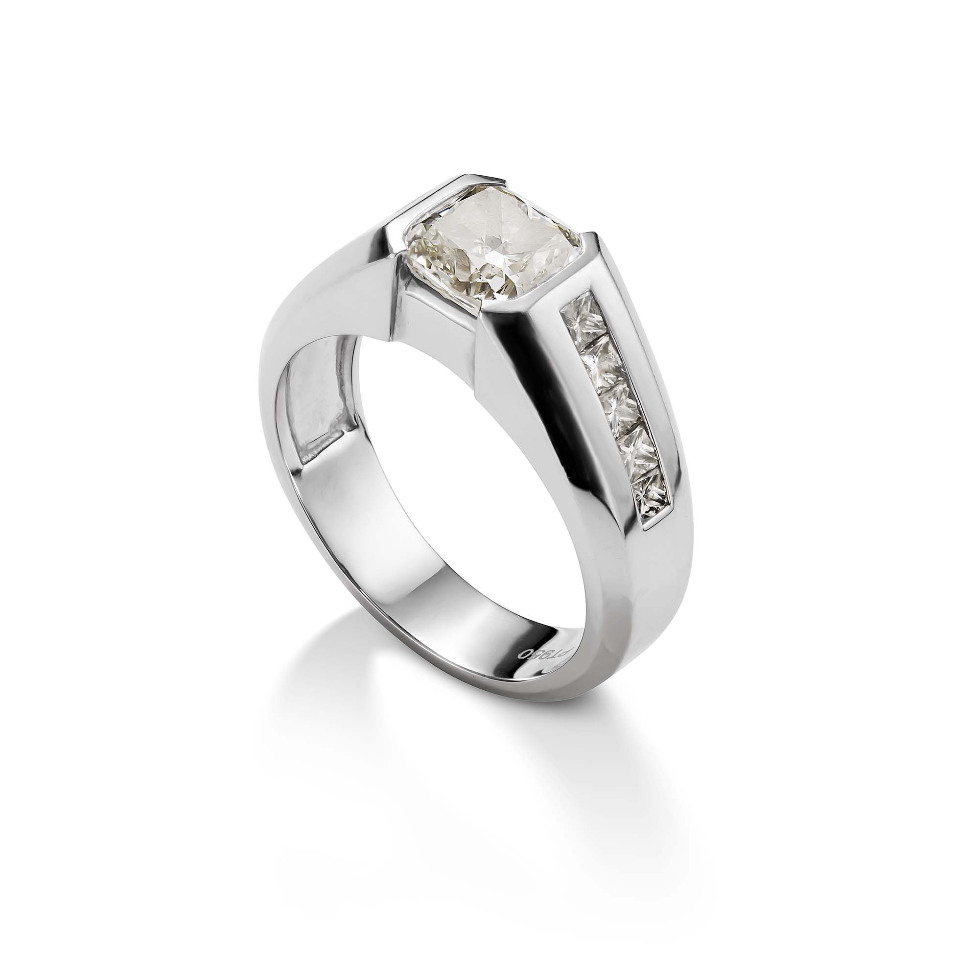 Custom Diamond Set Platinum Ring